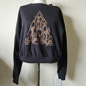 Def Leopard Crop Crewneck Sweater Black Large